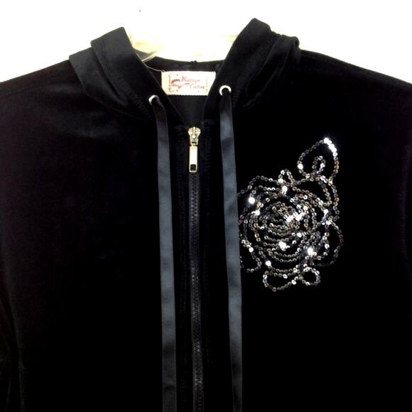 Vintage Cotton Velour Hooded Zip Front Jacket XL - Picture 4 of 8